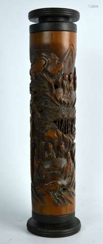 Chinese Carved Tall Bamboo Incense Stick Holder