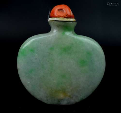 19th C Chinese Translucent Jadeite Snuff Bottle