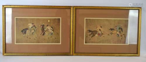 Pair Framed Prints of Ancient Chinese Polo