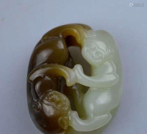 Chinese Carved 2-Color Jade Toggle