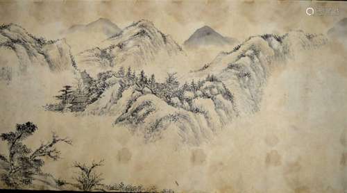 Fine Antique Chinese Handscroll Ink Landscape