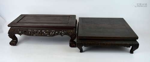 2 Chinese Carved Hardwood Miniature Tables