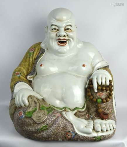 Large Chinese Republic Porcelain Hotai Buddha