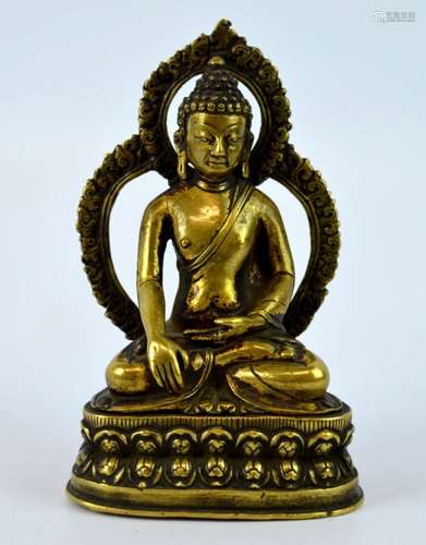 17th C Nepal Seated Gilt Bronze Buddha