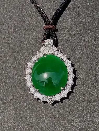 Imperial Green Jadeite Jade Diamond Pendant