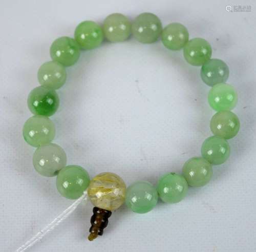 18 Natural Translucent Green Jadeite Bead Bracelet