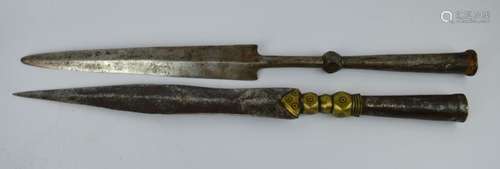 2 Spear-Heads; Tibet Ritual Implements