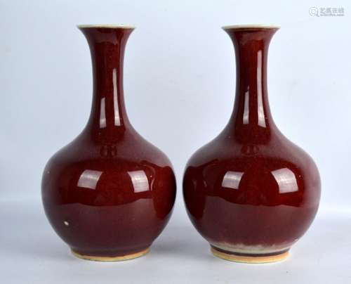 Qing Dynasty Chinese Langyao Underglaze Red Vases