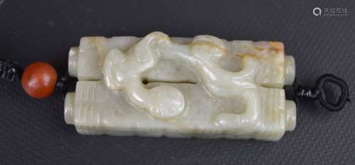 Antique Chinese Carved Jade Double-Cong Pendant