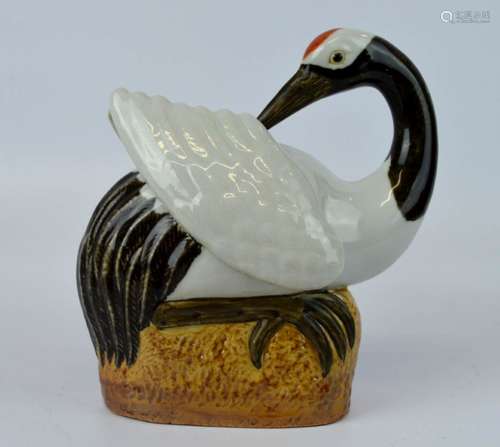 Chinese Porcelain Long Life Crane on Rock