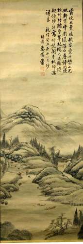 Chinese Landscape Painting on Paper on Scroll