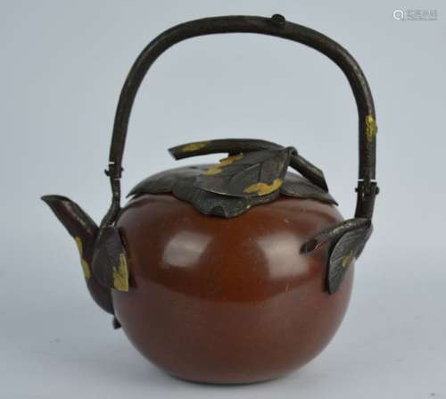 19th C Japanese Aesthetic Mixed Metal Teapot