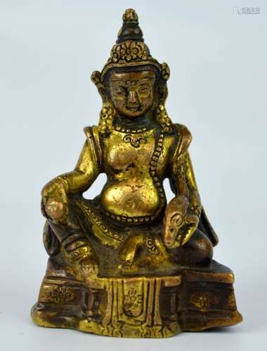 18th C Tibet Gilt Bronze Seated Jambala