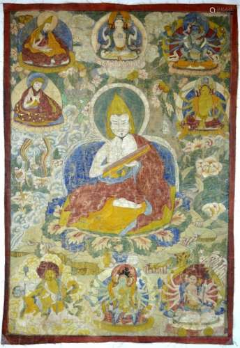 18th C Tibet Great Pandita Thanka