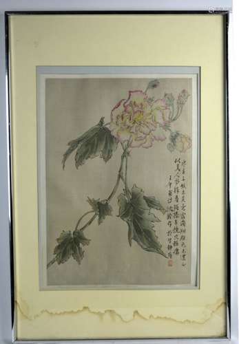 Chinese Flowers with Inscription