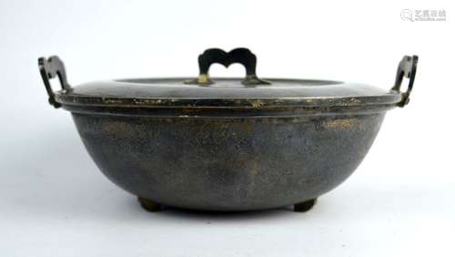 Antique Japanese Silver Cooking Pot and Cover