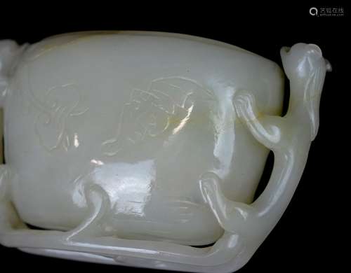 18th/19thC Chinese Carved White Jade Scholar's Waterpot