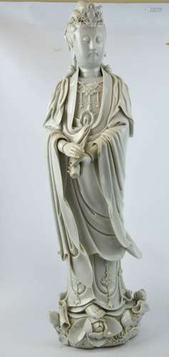 Large Qing Dynasty Chinese Blanc de Chine Guanyin