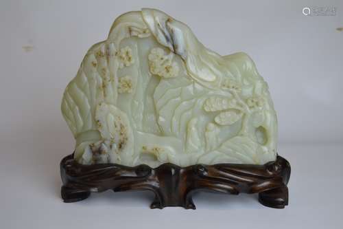 Large & Important Chinese Carved Jade Mountain