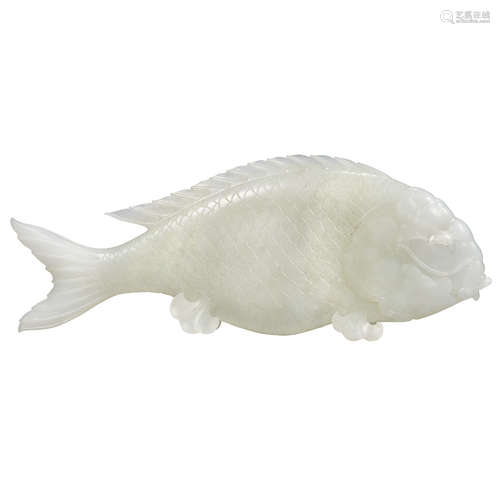 Chinese White Jade Model of a Carp