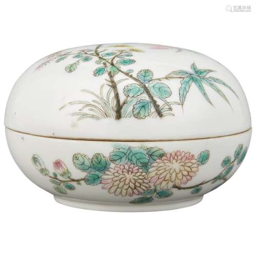 Chinese Famille Rose Enamel Porcelain Seal Paste Box