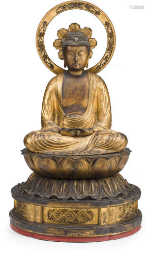 A gold-lacquer figure of Amida Buddha Edo period (1615-1868), 19th century