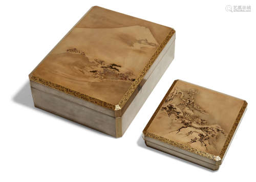A FINE SET OF LACQUER SUZURIBAKO (WRITING BOX) AND RYOSHIBAKO (DOCUMENT BOX) Meiji era (1868-1912), circa 1900