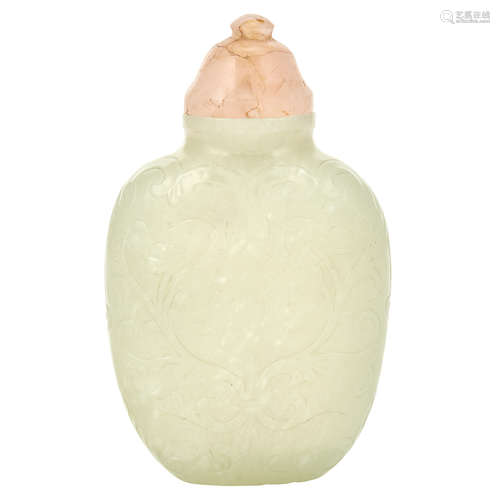 Chinese White Jade Snuff Bottle 19th Century