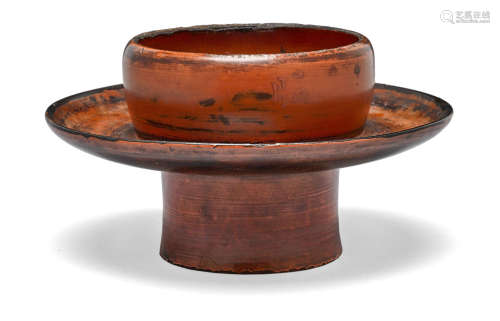 A Negoro lacquer tenmokudai (tea-bowl stand) Muromachi period (1333-1573), 16th century