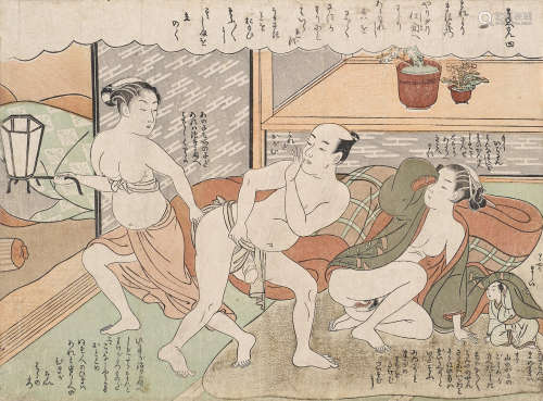 Suzuki Harunobu (1724-1770) One erotic woodblock print
