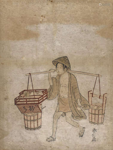 Suzuki Harunobu (1724-1770) Three woodblock prints
