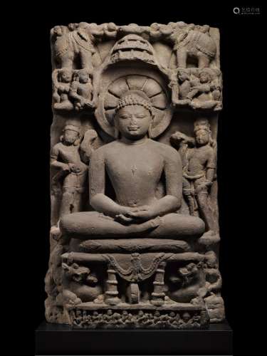 A large sandstone stele of Mahavira Madhya Pradesh, circa 10th century