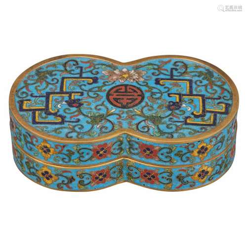 Chinese Gilt-Bronze and Cloisonne Enamel Covered Box Qing Dynasty