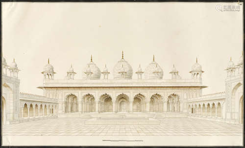 View of the Moti Masjid By Sheikh Latif, Agra, circa 1830