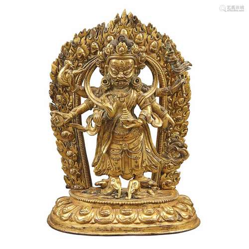 Tibetan Gilt-Bronze Figure of Mahakala