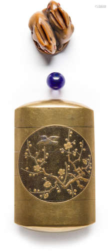 A four-case lacquer inro By Koma Koryusai, Edo period (1615-1868), 19th century