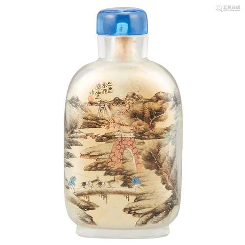 Chinese Inside Painted Glass Snuff Bottle Signed Chen Zhongsan, dated 1909