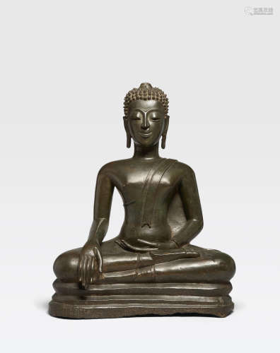 泰国北部或老挝 十五/十六世纪 铜佛坐像