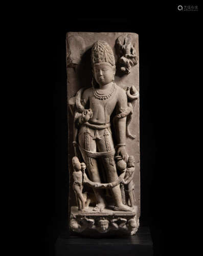 A sandstone stele of a dikpala Rajasthan, Kota region, 9th/10th century