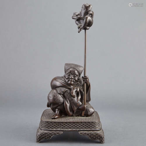 Japanese Bronze Monkey Tamer 20th Century