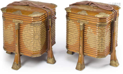 A pair of lacquer storage boxes and covers Edo period (1615-1868), early 19th century