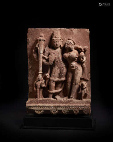 A mottled sandstone stele of Lakshminarayana Rajasthan, Kankroli, late 10th/early 11th century