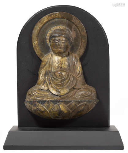 A gilt-bronze kakebotoke (hanging figure) of a seated Buddha Heian period (794-1185), 12th century
