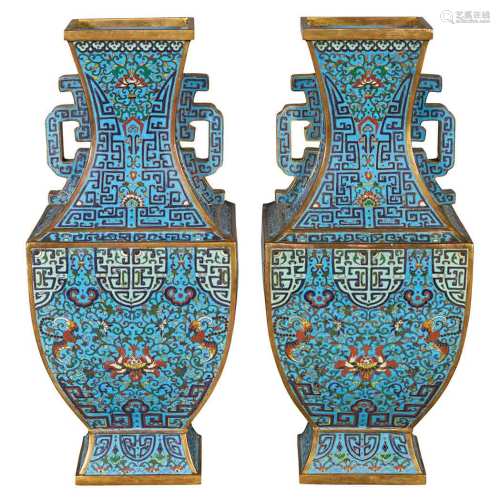 Pair of Chinese Cloisonne Enamel Vases