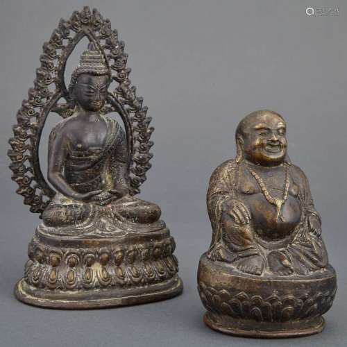 Two Chinese Bronzes of Buddha 20th Century