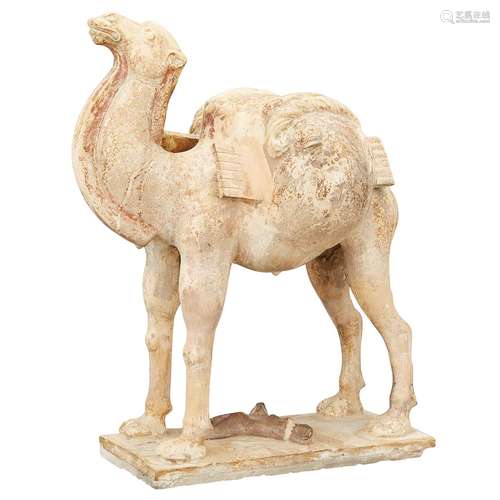 Chinese Buff Glazed Pottery Model of a Bactrian Camel Tang Dynasty