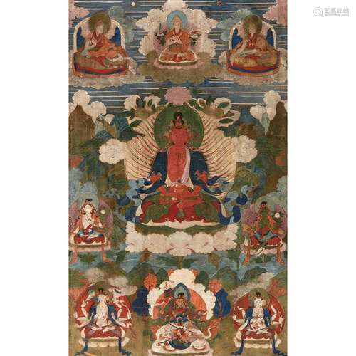 Sino-Tibetan Thangka of Amitayus Buddha 17th/18th Century