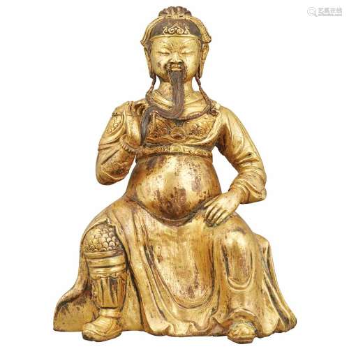 Chinese Gilt-Bronze Figure of Guandi