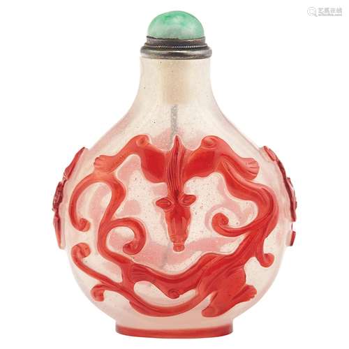 Chinese Red Overlay Glass Snuff Bottle 18th/19th Century