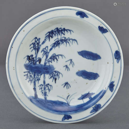 Chinese Blue and White Glazed Porcelain Dish Tianqi/Chongzhen Period